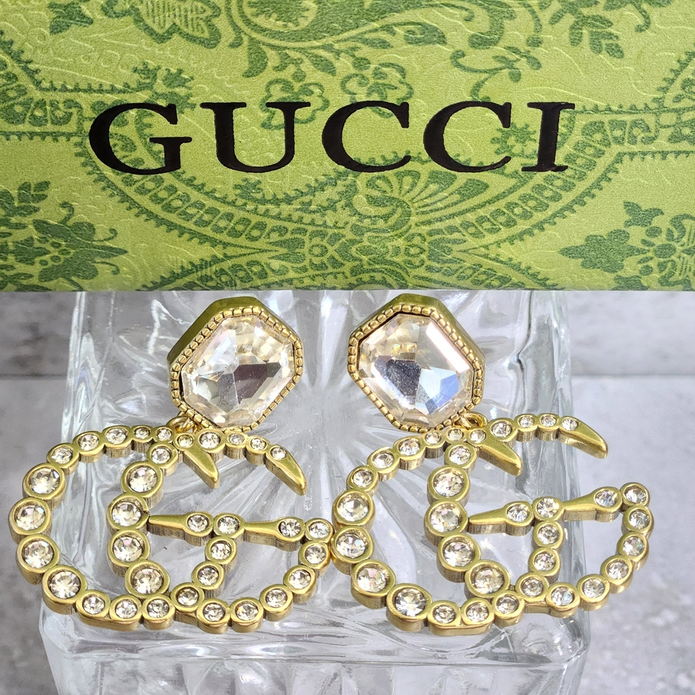 Gucci Gold Crystal Earrings✨️ - Picture 3 of 7